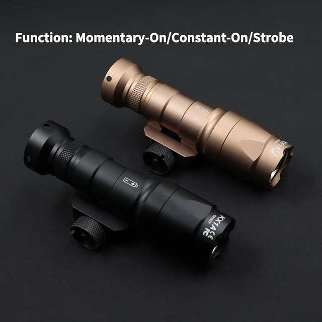 Alt view image 6 of 7 - M300A Tactical Picatinny Flashlight 400 Lumens Mini LED White Light with Strobe, Pressure Switch Weapon Light (Black, M300A)