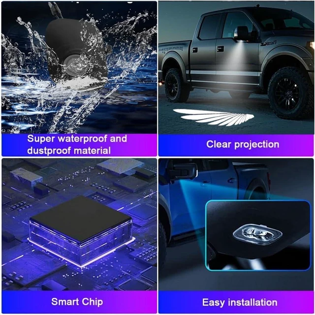 Alt view image 5 of 7 - 2Pcs Side Rearview Logo LED Welcome Light 3D Shadow Car Door Puddle Projector, No Fade Floor Light for Ford F150 2015-2025, F250 & F350