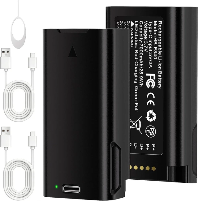Main image of 2-Pack Replacement Battery for eufy e340 Doorbell High-Capacity 7000mAh Rechargeable, Quick-Release Design, Includes USB-C Cable