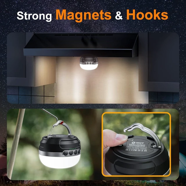 Alt view image 6 of 7 - 1400LM Rechargeable LED Camping Lantern Up to 420H Runtime, RGB Tent Light, 10400mAh Hanging Light for Hurricane, Outages, Home & Hiking (Black)