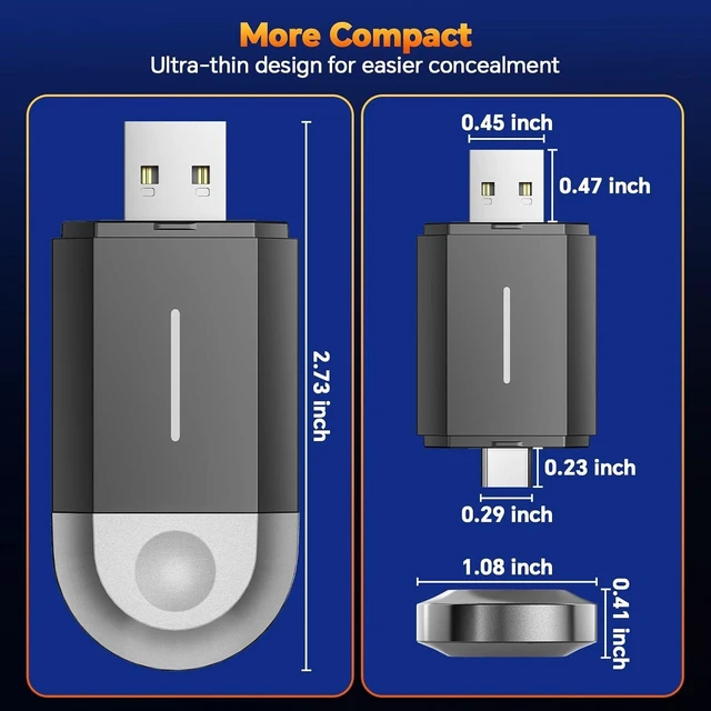 Alt view image 7 of 7 - 2-in-1 Wireless CarPlay Adapter for CarPlay & Android Auto, USB-A & USB-C Dongle Converts Wired to Wireless, Compatible with Cars 2016+, Plug & Play