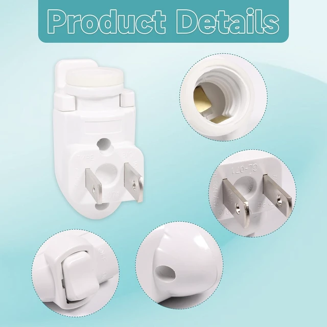 Alt view image 3 of 6 - Plug-In Night Light Module Base Socket with On/Off Switch & Shade Mounting Clip for Your Decorative Night Light (20-Pack)