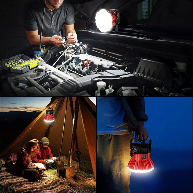 Alt view image 6 of 6 - 2400LM LED Camping Lantern, Compatible with Milwaukee M18 18V Battery, 3 Brightness, No Battery