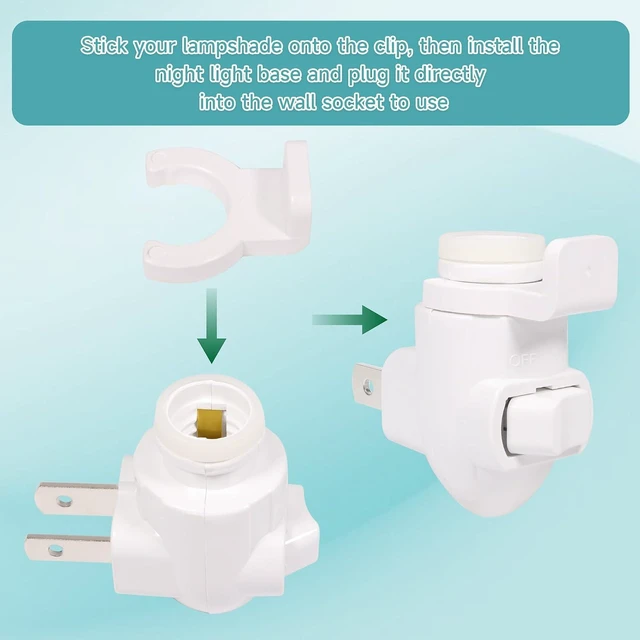 Alt view image 4 of 6 - Plug-In Night Light Module Base Socket with On/Off Switch & Shade Mounting Clip for Your Decorative Night Light (20-Pack)