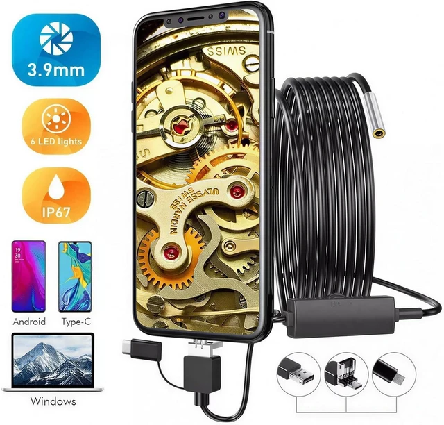 Main image of 3-in-1 Endoscope Borescope Snake Camera Type-C USB Endoscope for Android Phone, 3.9mm Lens Inspection, 1280x720 Video Inspection Camera (5M)