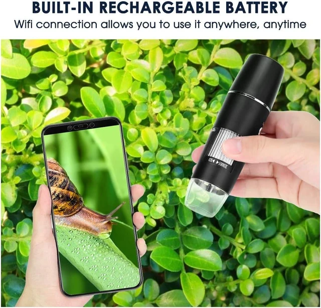 Alt view image 2 of 7 - 50X-1000X Digital Microscope, USB WiFi Wireless Mini Handheld Inspection Camera with 8 Adjustable LED Lights, Compatible with Android & iOS