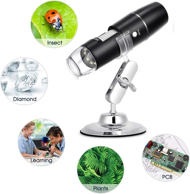 Alt view image 3 of 7 - 50X-1000X Digital Microscope, USB WiFi Wireless Mini Handheld Inspection Camera with 8 Adjustable LED Lights, Compatible with Android & iOS