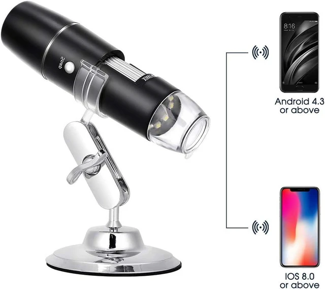 Alt view image 4 of 7 - 50X-1000X Digital Microscope, USB WiFi Wireless Mini Handheld Inspection Camera with 8 Adjustable LED Lights, Compatible with Android & iOS