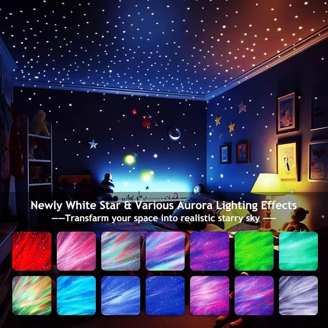 Alt view image 2 of 7 - Star Projector Galaxy Light USB-C White Starry Projector with PD Power Supply, Bluetooth Speaker & White Noise Aurora Light for Bedroom Home Party