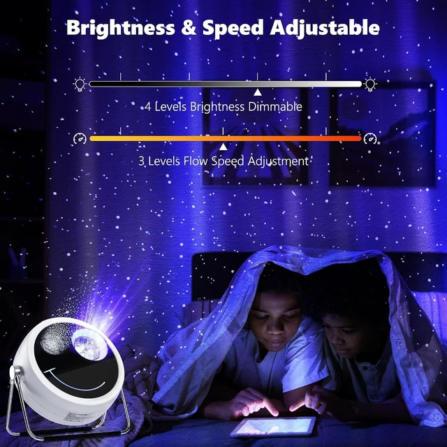 Alt view image 4 of 7 - Star Projector Galaxy Light USB-C White Starry Projector with PD Power Supply, Bluetooth Speaker & White Noise Aurora Light for Bedroom Home Party