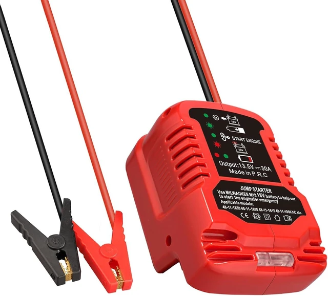 Main image of Jump Starter Adapter for Milwaukee M18 18V Battery 11AWG Pure Copper Cable, 30A Output, Up to 3.5L Engine, 12V Car Emergency Jump Kit