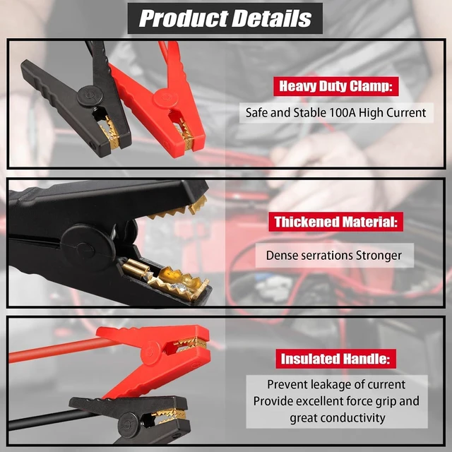 Alt view image 4 of 7 - Jump Starter Adapter for Milwaukee M18 18V Battery 11AWG Pure Copper Cable, 30A Output, Up to 3.5L Engine, 12V Car Emergency Jump Kit
