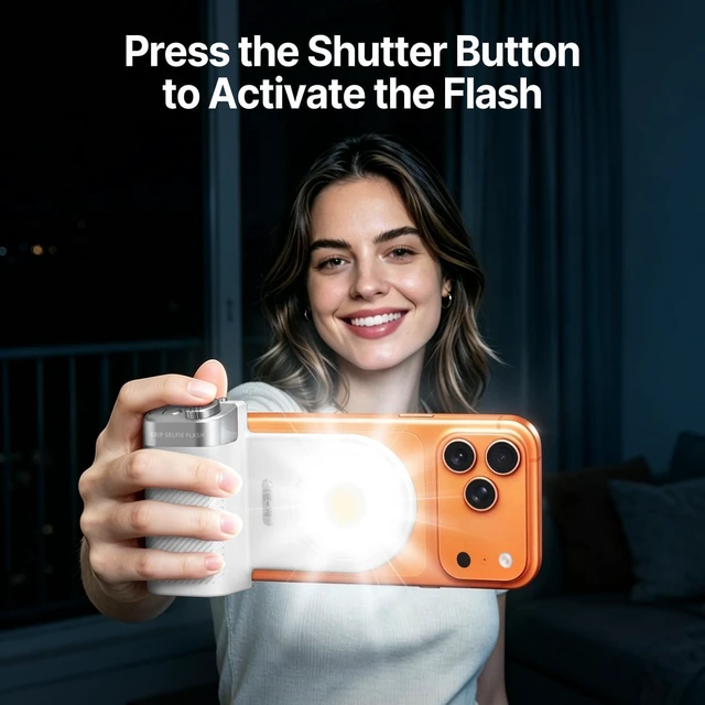 Alt view image 2 of 7 - Magnetic Phone Selfie Grip with Light + Flash & Detachable Shutter Remote Adjustable LED Light for Selfies, Photography, TikTok, Creators & Video
