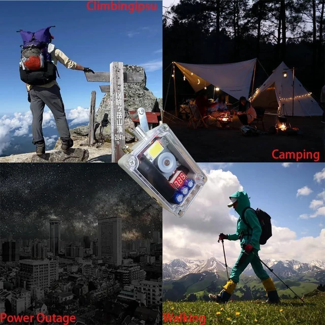 Alt view image 7 of 7 - GK1029 Hand Crank Generator Portable Emergency USB Charger with COB Light & Lighter, Compact Survival Gear for Camping, Hiking & Blackouts