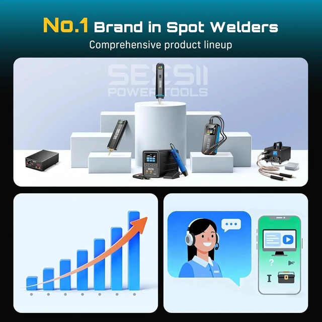 Alt view image 6 of 7 - 3360W Battery Spot Welder with Visual Display 1-99 Gears & Copper Tips, Portable for Lithium Battery DIY, Repairs & Outdoor Use