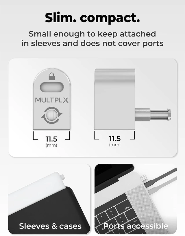 Alt view image 6 of 7 - Laptop Lock Adapter Adds Security Slot to Any Laptop incl. MacBook, Works with Standard T-Shaped Bar Cable Locks, No Adhesive Needed