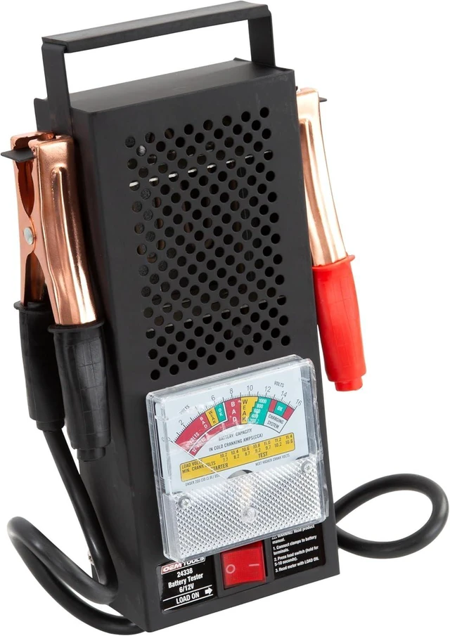 Main image of 24338 12V Automotive Battery Load Tester, Easy-to-Read Car Battery Tester with Heavy Duty Clamps & Shock Resistant Meter, Sturdy Steel Case