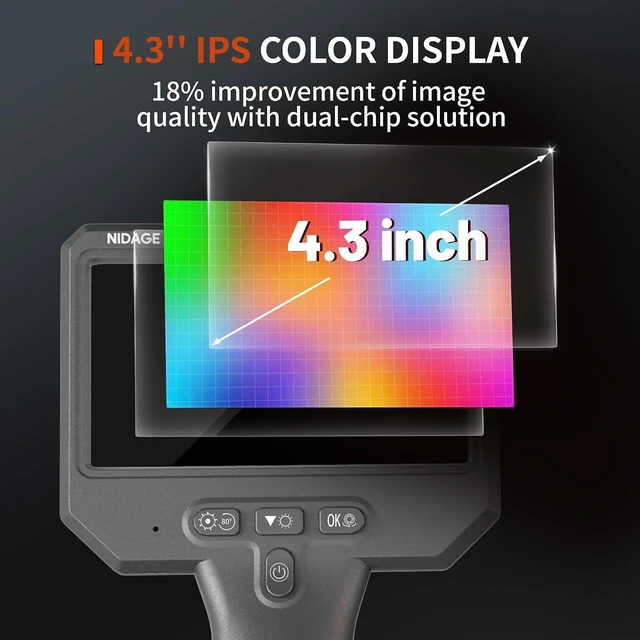Alt view image 4 of 7 - Triple Lens 1920P HD Endoscope Camera with Light & 4.3" IPS Screen, IP67 Waterproof Snake Inspection Camera for Auto Mechanic & Plumbing, Gift for Men
