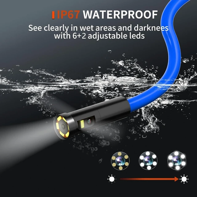 Alt view image 5 of 7 - Triple Lens 1920P HD Endoscope Camera with Light & 4.3" IPS Screen, IP67 Waterproof Snake Inspection Camera for Auto Mechanic & Plumbing, Gift for Men