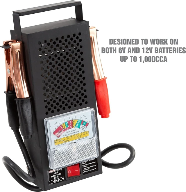 Alt view image 6 of 7 - 24338 12V Automotive Battery Load Tester, Easy-to-Read Car Battery Tester with Heavy Duty Clamps & Shock Resistant Meter, Sturdy Steel Case