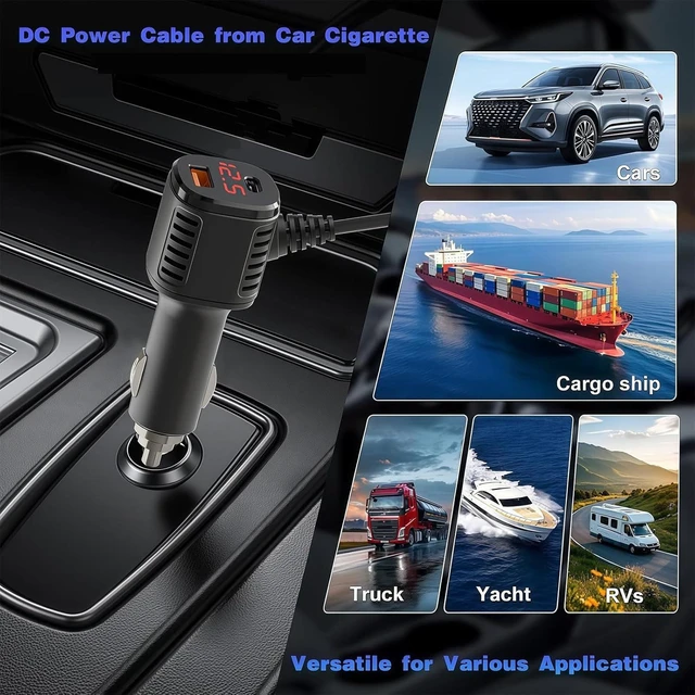 Alt view image 6 of 7 - Starlink Mini Car Adapter - 9.84FT Car Charger 12/24V Step Up to 30V 3.5A DC Cable, Digital Display Cigarette Lighter Adapter for Trucks, RV, Ships
