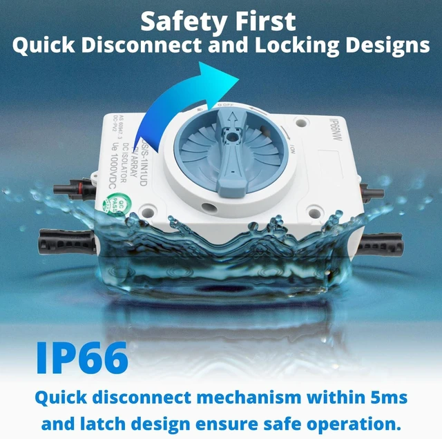 Alt view image 4 of 6 - HXH Solar DC Disconnect Switch 2-in-2-out 1000V IP66 Isolator, Versatile for Home, RV, Boat & Commercial Solar, On/Off-Grid