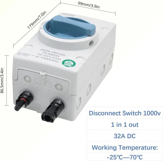 Alt view image 5 of 6 - HXH Solar DC Disconnect Switch 2-in-2-out 1000V IP66 Isolator, Versatile for Home, RV, Boat & Commercial Solar, On/Off-Grid