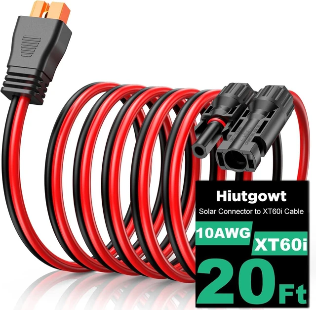 Main image of Solar Panel to XT60i Extension Cable 10AWG, 20FT Solar to XT60i Charging Cable for Portable Power Station, Available 3 10 15 25 30 40 50FT