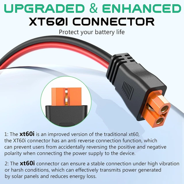 Alt view image 3 of 7 - Solar Panel to XT60i Extension Cable 10AWG, 20FT Solar to XT60i Charging Cable for Portable Power Station, Available 3 10 15 25 30 40 50FT