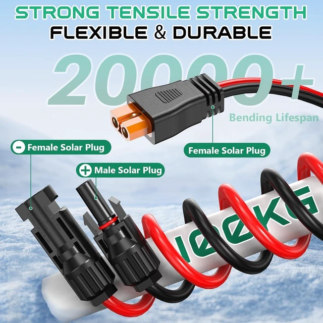 Alt view image 5 of 7 - Solar Panel to XT60i Extension Cable 10AWG, 20FT Solar to XT60i Charging Cable for Portable Power Station, Available 3 10 15 25 30 40 50FT