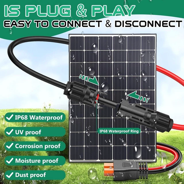 Alt view image 6 of 7 - Solar Panel to XT60i Extension Cable 10AWG, 20FT Solar to XT60i Charging Cable for Portable Power Station, Available 3 10 15 25 30 40 50FT