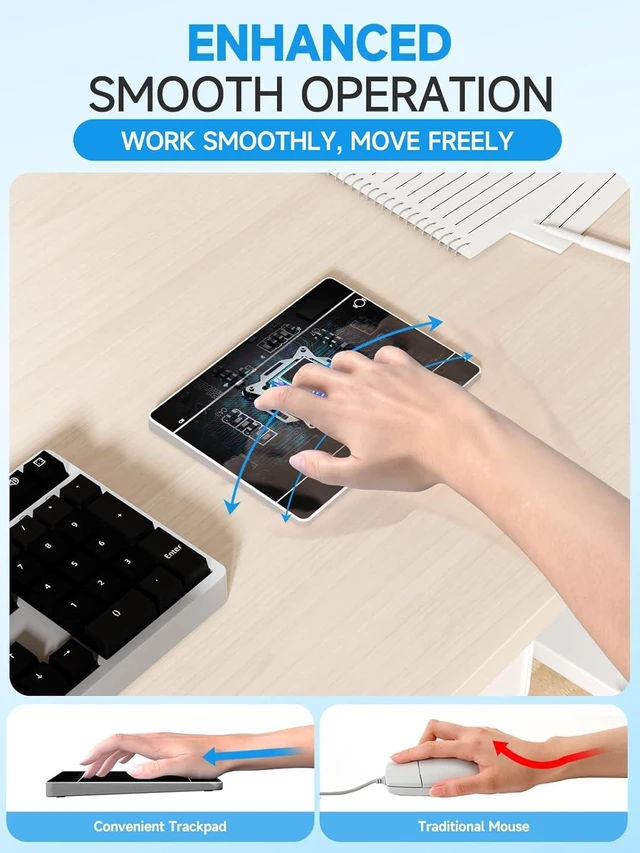 Alt view image 6 of 7 - Portable Wireless Bluetooth Trackpad for Windows 10 & 11, 3-in-1 Connectivity, High Precision Multi-Touch Gesture Control for PC & Laptop (Black)