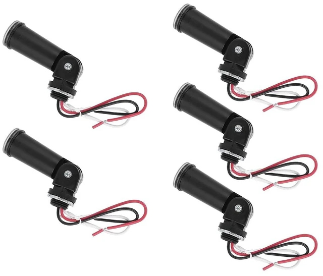 Main image of 5 Pack 120V AC Outdoor Photocell Sensor Dusk to Dawn Swivel-Mount Conduit Light Control, IP65 Waterproof for LED Post Light, Wall Pack & Porch Lights