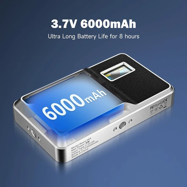 Alt view image 3 of 7 - 6000mAh On-Camera LED Light - APP Control RGB Video Light, All-Metal Portable LED Photography Lighting Panel for Video Recording (Retro 08X)