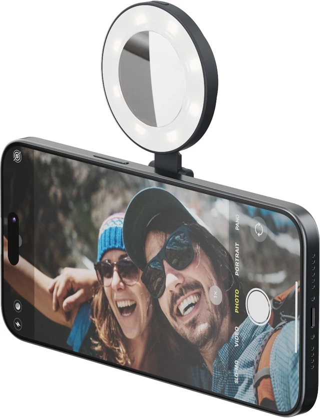 Main image of SnapPocket LED Selfie Ring Light, Magnetic Mount with Built-in Battery, 4 Brightness, Midnight