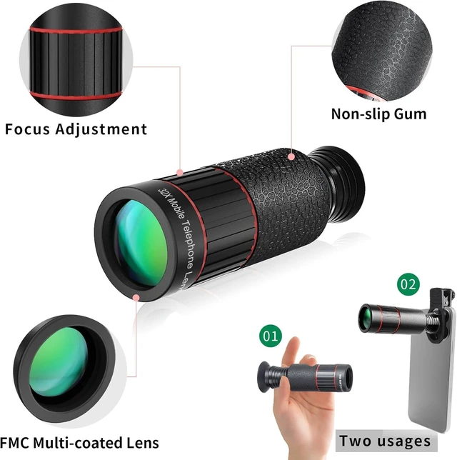 Alt view image 3 of 7 - 32X Telephoto Phone Camera Lens, 2025 New Mobile Zoom Cellphone Lens for iPhone & Android with Phone Clip for Picture Video Taking (Black)
