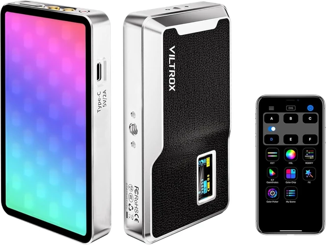 Main image of 6000mAh On-Camera LED Light - APP Control RGB Video Light, All-Metal Portable LED Photography Lighting Panel for Video Recording (Retro 08X)