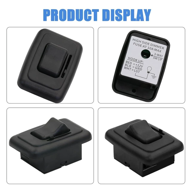 Alt view image 4 of 7 - 12V LED Toggle Light Dimmer Switch for RV, Auto, Truck & Marine, High-Side Dimmer for Dimmable LED & Halogen (Black, 2 Pcs)