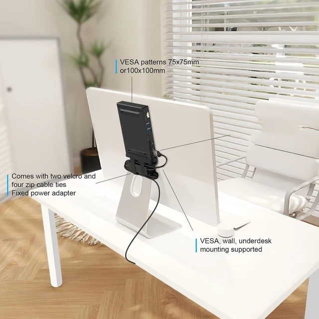 Alt view image 6 of 7 - Mini PC VESA Mount, 2 Pack for HP Desktop Mini - Wall VESA & Under Desk Mount for HP Pro Mini 260 400, ProDesk 400 405 600 & EliteDesk 705 800 805