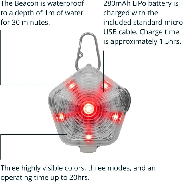 Alt view image 3 of 7 - Rechargeable Beacon Safety Light for Dogs Durable & Waterproof, High-Visibility in Low-Light or Inclement Weather, 3 LED Color Options