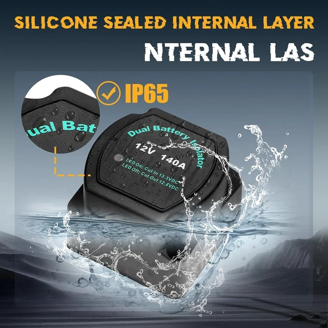 Alt view image 4 of 7 - 12V 140A Dual Battery Isolator Kit with VSR ATV/UTV Wiring, Automatic Disconnect Switch, Smart Isolator for Boat Dual Battery