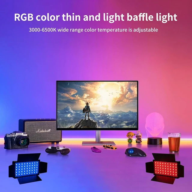 Alt view image 5 of 7 - RGB LED Video Light - Small Camera Light with 135 Beads & 4000mAh Battery, Type-C USB, for Photos, Video Recording, Live Streaming, Zoom Call