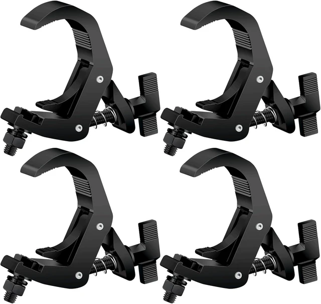 Main image of 4 Pack 1.65-2.36 Inch Aluminum Truss Clamp Heavy Duty 220lb Stage Light C-Clamp for OD 42-60mm Pipes, DJ Light Clamps for Par & Moving Head, Black