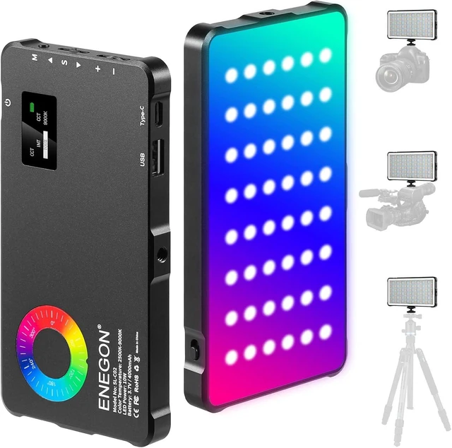 Main image of RGB Video Light Panel - 4000mAh Rechargeable LED Camera Light, Full Color with 24 Light Effects, CRI95 2500-9000K, Power Bank Function