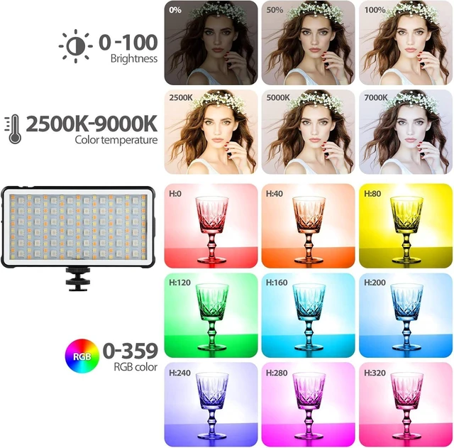 Alt view image 2 of 7 - RGB Video Light Panel - 4000mAh Rechargeable LED Camera Light, Full Color with 24 Light Effects, CRI95 2500-9000K, Power Bank Function