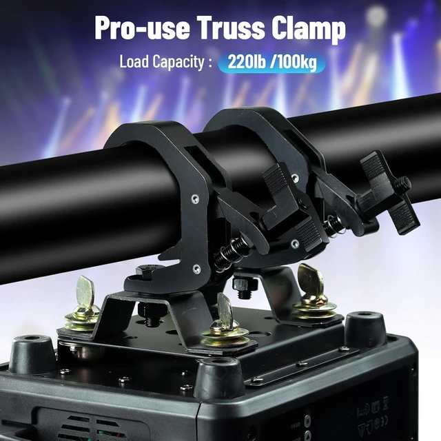 Alt view image 4 of 7 - 4 Pack 1.65-2.36 Inch Aluminum Truss Clamp Heavy Duty 220lb Stage Light C-Clamp for OD 42-60mm Pipes, DJ Light Clamps for Par & Moving Head, Black