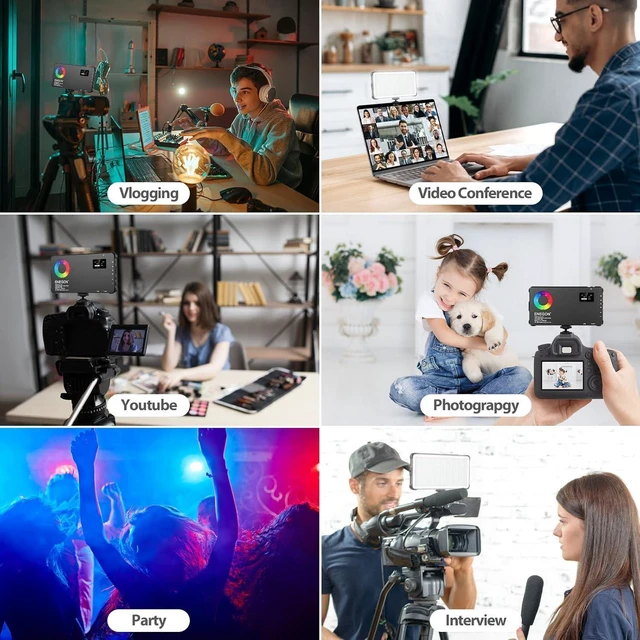 Alt view image 7 of 7 - RGB Video Light Panel - 4000mAh Rechargeable LED Camera Light, Full Color with 24 Light Effects, CRI95 2500-9000K, Power Bank Function