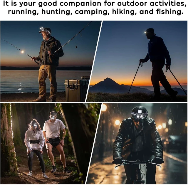 Alt view image 6 of 7 - 2-Pack LED Hard Hat Light 900LM Rechargeable Dimmable Clip-On, 2-in-1 Hat Light & Headlamp, 6 Modes, 180° Adjustable, 80H Runtime, IPX4