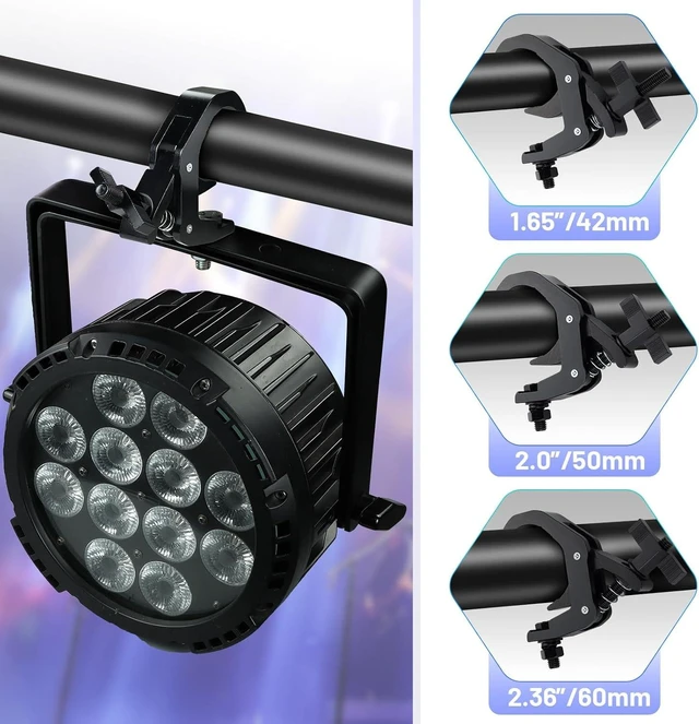 Alt view image 7 of 7 - 4 Pack 1.65-2.36 Inch Aluminum Truss Clamp Heavy Duty 220lb Stage Light C-Clamp for OD 42-60mm Pipes, DJ Light Clamps for Par & Moving Head, Black
