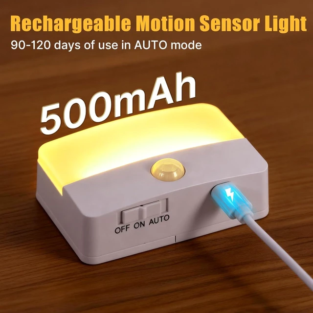 Alt view image 2 of 7 - 8-Pack Rechargeable Motion Sensor Stair Lights for Indoor, Wireless Battery Night Light, Magnetic LED Stick-On Portable Lamp for Step, Hallway, Closet, Under Cabinet, Bedroom, Kitchen, Bathroom